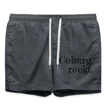 Coburg rockt - Textdesign mit Stadtnamen - Badeshorts - Anthrazit - Vorne - AI Model Male 185 light (185cm)