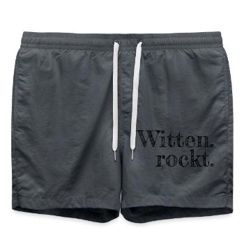 Witten rockt - Textdesign mit Stadtnamen - Badeshorts - Anthrazit - Vorne - AI Model Male 185 light (185cm)