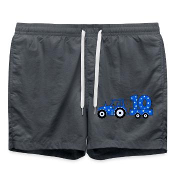 10th birthday tractor - Swim Trunks - anthracite - Front - AI Model Male 185 light (185cm)