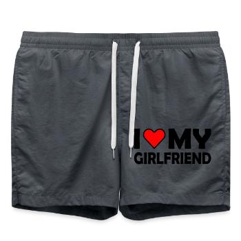 I love my girlfriend - Badeshorts - Anthrazit - Vorne - AI Model Male 185 light (185cm)