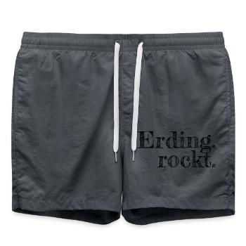 Erding rockt - Textdesign mit Stadtnamen - Badeshorts - Anthrazit - Vorne - AI Model Male 185 light (185cm)