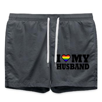 I love my husband - Swim Trunks - anthracite - Front - AI Model Male 185 light (185cm)