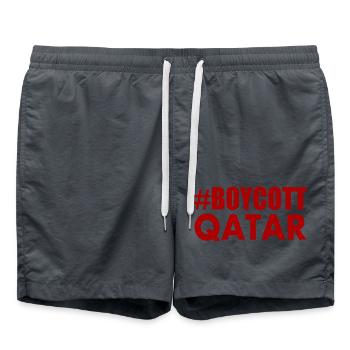 Boycott qatar - Short de bain - charbon - Devant - AI Model Male 185 light (185cm)