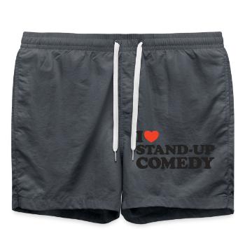 I love Stand-Up Comedy Heart Shirt - Swim Trunks - anthracite - Front - AI Model Male 185 light (185cm)