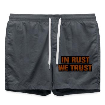 In Rost vertrauen wir - Badeshorts - Anthrazit - Vorne - AI Model Male 185 light (185cm)