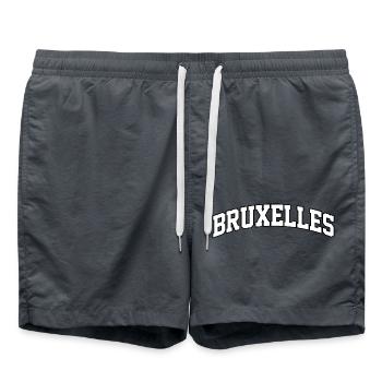 Logo Bruxelles : Design collégial au style urbain - Short de bain - charbon - Devant - AI Model Male 185 light (185cm)