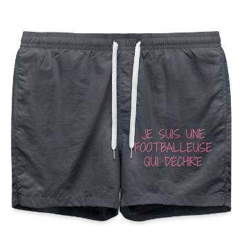 Ich bin ein rockiger Fußballer - Badeshorts - Anthrazit - Vorne - AI Model Male 185 light (185cm)