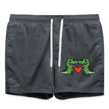 Couple d’alligators Saint-Valentin - Short de bain - charbon - Devant - AI Model Male 185 light (185cm)