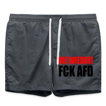 Fck afd - Nie wieder ist jetzt - Badeshorts - Anthrazit - Vorne - AI Model Male 185 light (185cm)