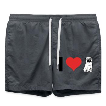 Ich Liebe Möpse - Hund Haustier Design - Badeshorts - Anthrazit - Vorne - AI Model Male 185 light (185cm)