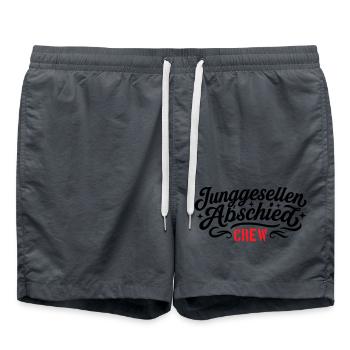 Junggesellen Abschied Crew - Badeshorts - Anthrazit - Vorne - AI Model Male 185 light (185cm)
