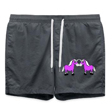 2 Unicorns Team Pair Horns Friends Welcome Cute - Swim Trunks - anthracite - Front - AI Model Male 185 light (185cm)