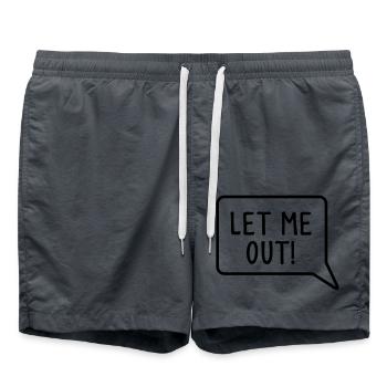 LET ME OUT Sprechblase lustig - Badeshorts - Anthrazit - Vorne - AI Model Male 185 light (185cm)