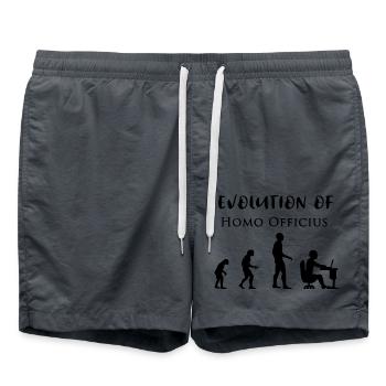 Home Office Evolution of Homo Officius Bürohumor - Badeshorts - Anthrazit - Vorne - AI Model Male 185 light (185cm)