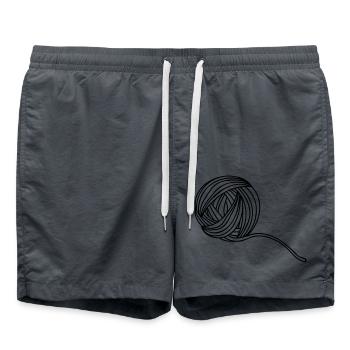 Illustration Comic Wollball - Badeshorts - Anthrazit - Vorne - AI Model Male 185 light (185cm)