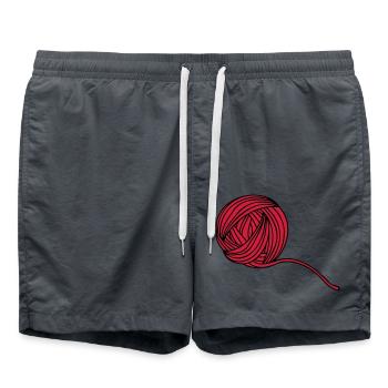 Comic Wollball Illustration - Badeshorts - Anthrazit - Vorne - AI Model Male 185 light (185cm)