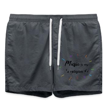 music is my religion - Badeshorts - Anthrazit - Vorne - AI Model Male 185 light (185cm)