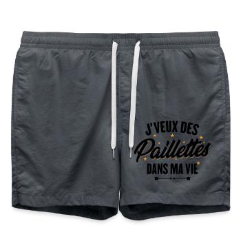 J'veux des paillettes dans ma vie - Short de bain - charbon - Devant - AI Model Male 185 light (185cm)