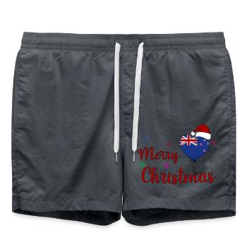 Merry Christmas New Zealand - Badeshorts - Anthrazit - Vorne - AI Model Male 185 light (185cm)