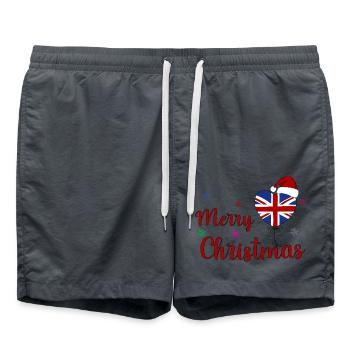 Merry Christmas England - Badeshorts - Anthrazit - Vorne - AI Model Male 185 light (185cm)