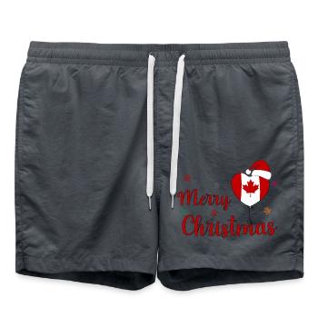 Joyoux Noël Drapeau Canada Coeur - Short de bain - charbon - Devant - AI Model Male 185 light (185cm)