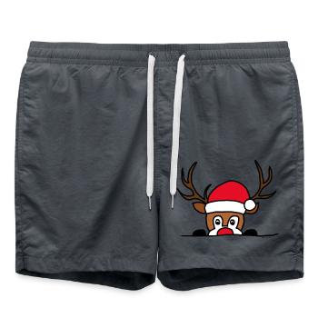 Elch Weihnachten - Badeshorts - Anthrazit - Vorne - AI Model Male 185 light (185cm)