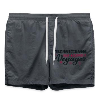 Globetrotting technician with a passion for travel - Swim Trunks - anthracite - Front - AI Model Male 185 light (185cm)