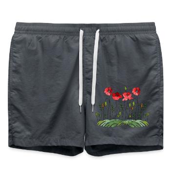 Blumen - Badeshorts - Anthrazit - Vorne - AI Model Male 185 light (185cm)
