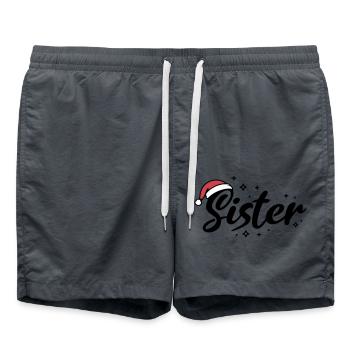 Weihnachtsmütze Sister Schwester - Badeshorts - Anthrazit - Vorne - AI Model Male 185 light (185cm)