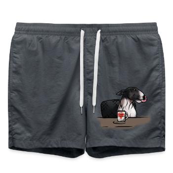 Bullterrier "I love Coffee" - Badeshorts - Anthrazit - Vorne - AI Model Male 185 light (185cm)