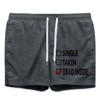 SINGLE noir blanc DEAD - Short de bain - charbon - Devant - AI Model Male 185 light (185cm)