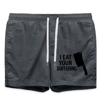 Je mange ta souffrance | Douleur de porc - Short de bain - charbon - Devant - AI Model Male 185 light (185cm)