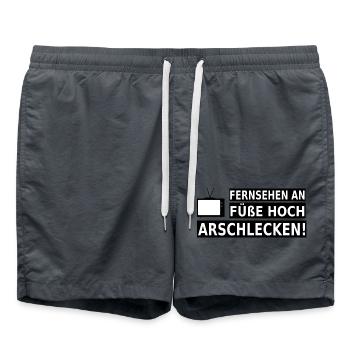 Regarder la télé, les pieds en l'air, rimming! - Short de bain - charbon - Devant - AI Model Male 185 light (185cm)