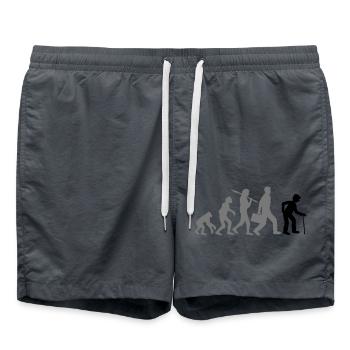 evolution affe stock hut gehen ruecken opa grossva - Badeshorts - Anthrazit - Vorne - AI Model Male 185 light (185cm)