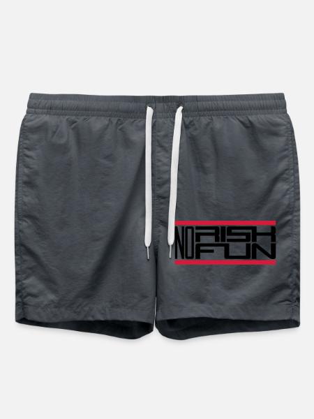 balken no risk no fun spruch risiko gefahr vorsich - Badeshorts - Anthrazit