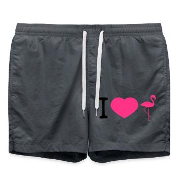 herz i love liebe silhouette umriss flamingo clipa - Badeshorts - Anthrazit - Vorne - AI Model Male 185 light (185cm)