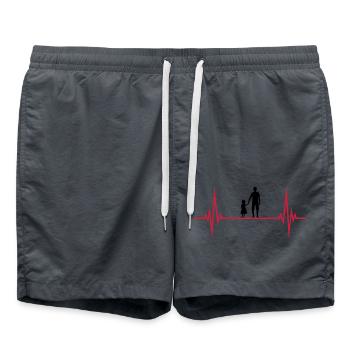 heart rate pulse dad father and daughter va - Swim Trunks - anthracite - Front - AI Model Male 185 light (185cm)
