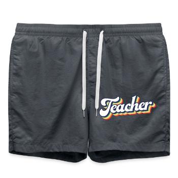 Cadeau d’un enseignant rétro génial - Retour à l’école - Short de bain - charbon - Devant - AI Model Male 185 light (185cm)