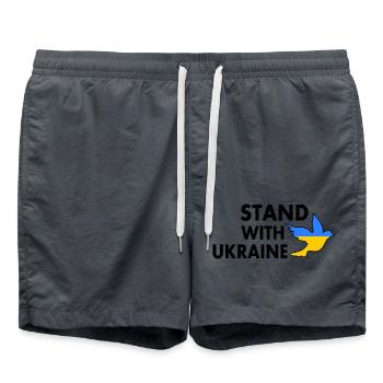 stand with ukraine - Swim Trunks - anthracite - Front - AI Model Male 185 light (185cm)