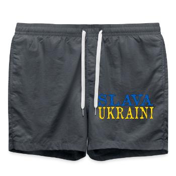 Ukraine Flagge Slava Ukraine - Badeshorts - Anthrazit - Vorne - AI Model Male 185 light (185cm)