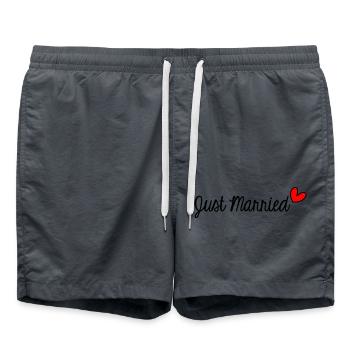 JUST MARRIED. VALENTINE'S DAY. BACHELORETTE PARTY. I LOVE YOU - Swim Trunks - anthracite - Front - AI Model Male 185 light (185cm)
