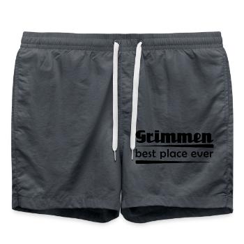 Grimmen - Stadt best place ever - Badeshorts - Anthrazit - Vorne - AI Model Male 185 light (185cm)