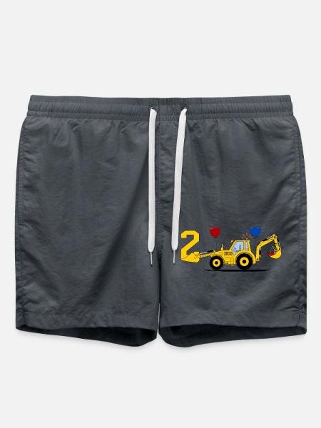 2 års fødselsdag gravemaskine traktor - Badeshorts - charcoal