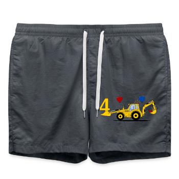 4th Birthday Excavator Tractor - Swim Trunks - anthracite - Front - AI Model Male 185 light (185cm)