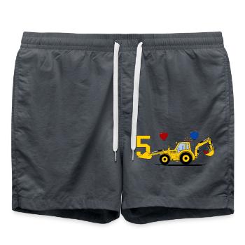Tracteur excavatrice 5ème anniversaire - Short de bain - charbon - Devant - AI Model Male 185 light (185cm)