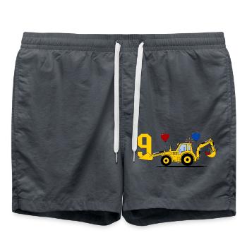 9th Birthday Excavator Tractor - Swim Trunks - anthracite - Front - AI Model Male 185 light (185cm)