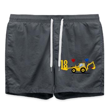 18th Birthday Excavator Tractor - Swim Trunks - anthracite - Front - AI Model Male 185 light (185cm)