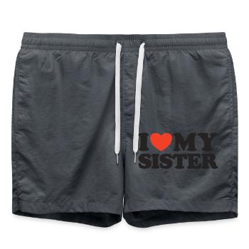 J’aime ma sœur T-shirt cœur - Short de bain - charbon - Devant - AI Model Male 185 light (185cm)