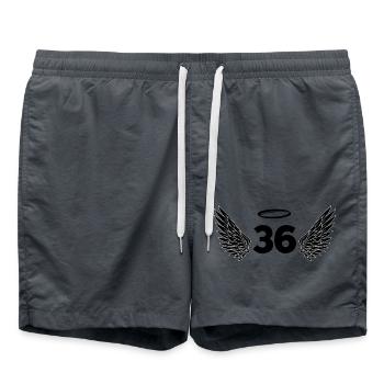 Numéro 36 ange - 36e anniversaire ailes - Short de bain - charbon - Devant - AI Model Male 185 light (185cm)