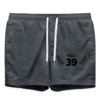 Nummer 39 Engel - Flügel zum 39. Geburtstag - Badeshorts - Anthrazit - Vorne - AI Model Male 185 light (185cm)